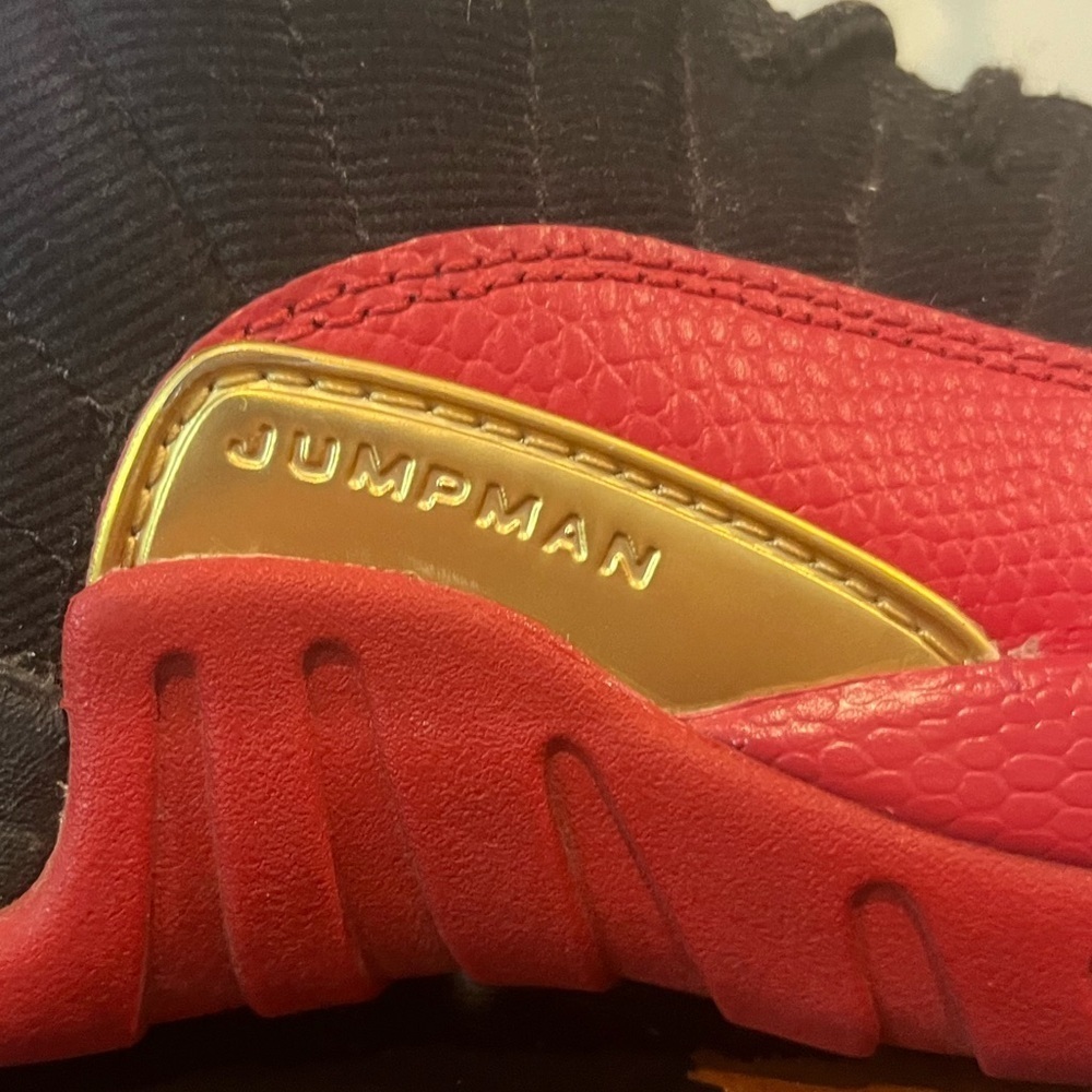 Jordan Athletic Shoes in Black and Red with Gold Highlights - Picture 9 of 14